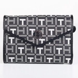 Tommy Hilfiger Women’s Monogram Jacquard Flap Wallet in Black and White